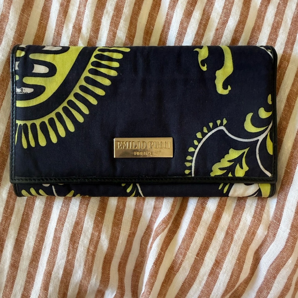 Emilio Pucci Black and Yellow Patterned Wallet